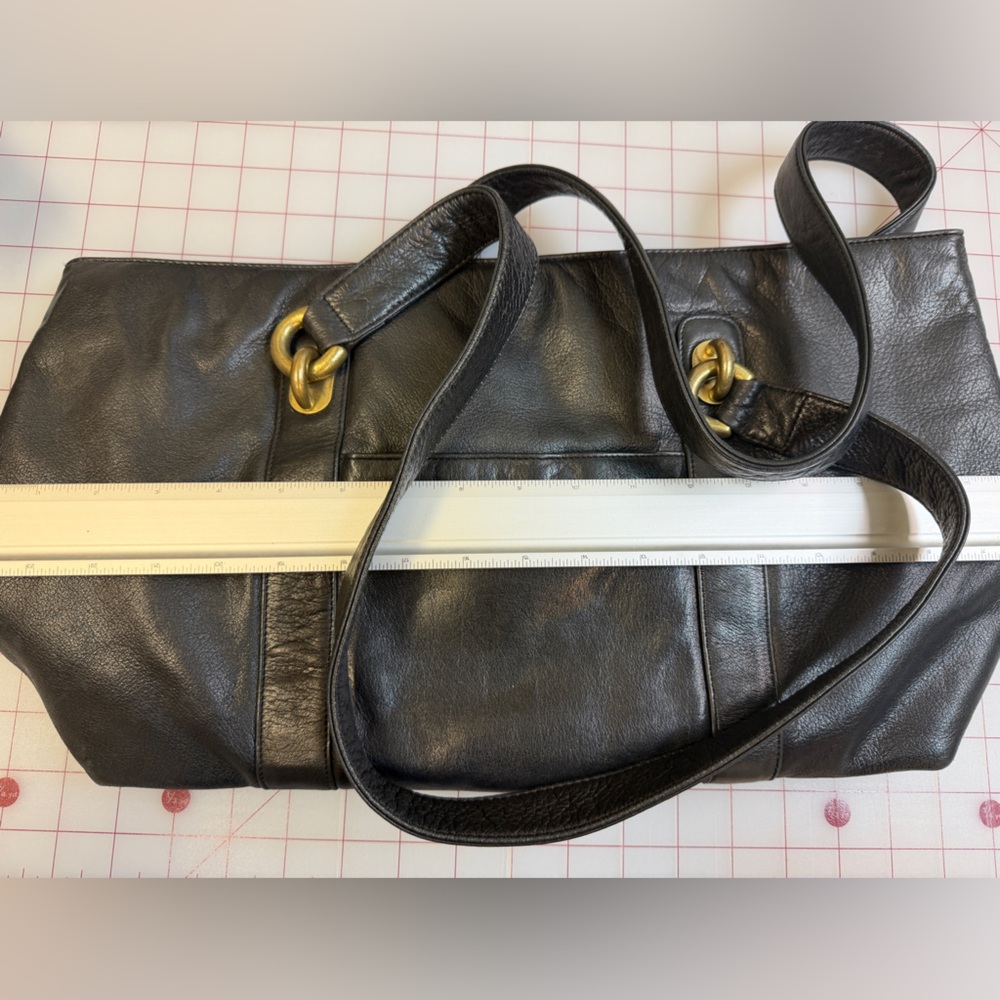 DKNY Black Leather Shoulder Bag with Gold-Tone Hardware